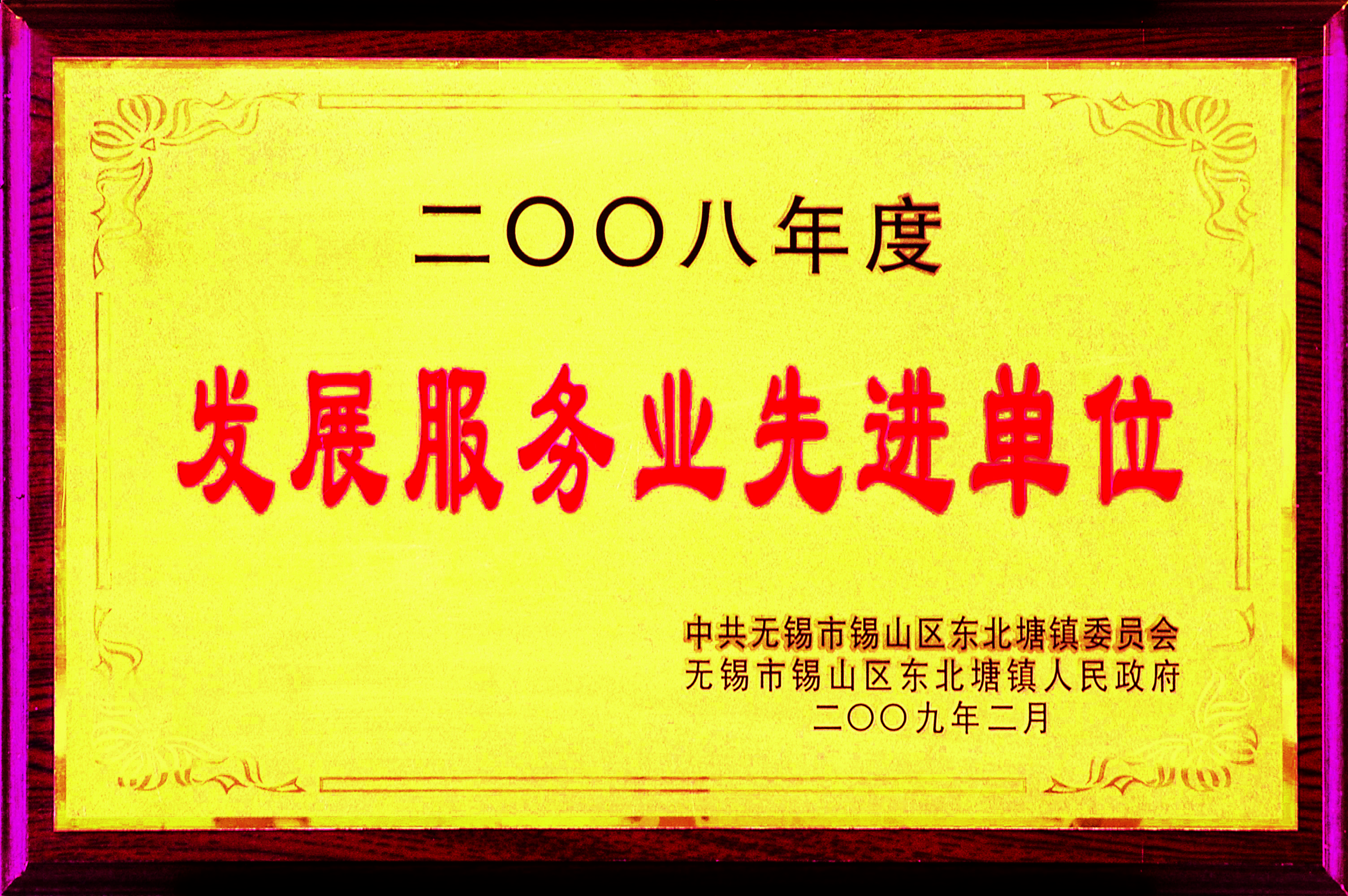 2008年東北塘鎮發展服務業先進單位